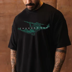Camiseta Oversized Preta Thunder God Dark