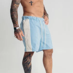 Bermuda de Sarja Side Stripe Azul Claro